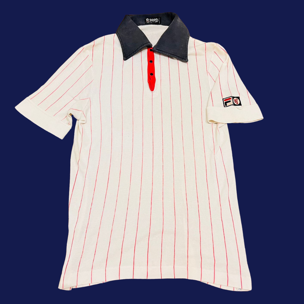 フィラ ヴィンテージ-Fila Vintage Polo White & Red Vintage Fila Polo Shirt 80s White and Blue Red Striped