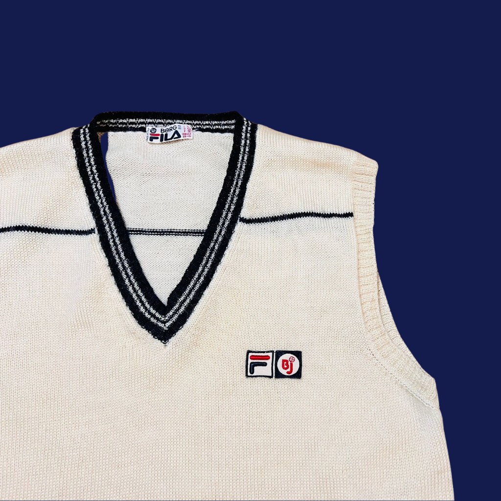 80 s Fila Borg Beige Sleeveless Vest