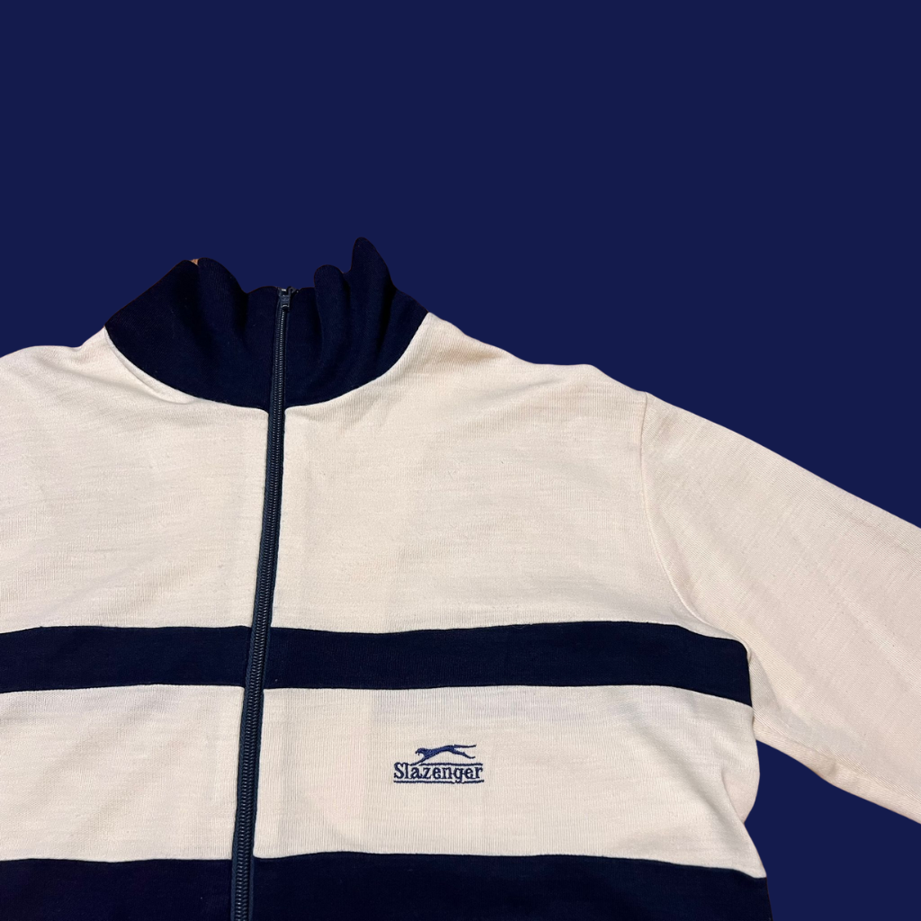 Slazenger Borg Navy/Cream 80s Track Jacket